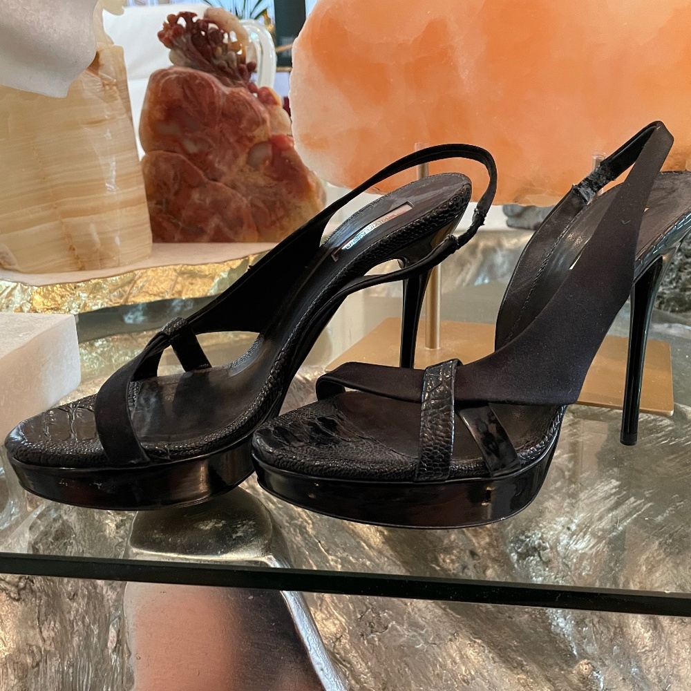 Calvin Klein Collection Satin and Snake Print Heel